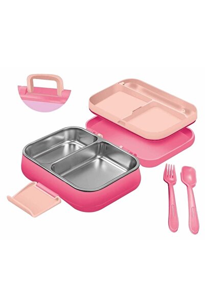 kitchenboost beslenme kabı çelik sefer tası - yemek termosu saklama kabı 1030ml.2 bölmeli kulplu