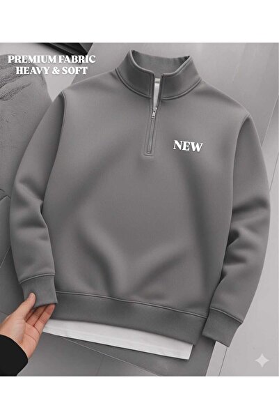 woonkey Unisex Premium Heavy Fabric Half Zipper Oversized Sweat – New Season – Soft & Thick Texture