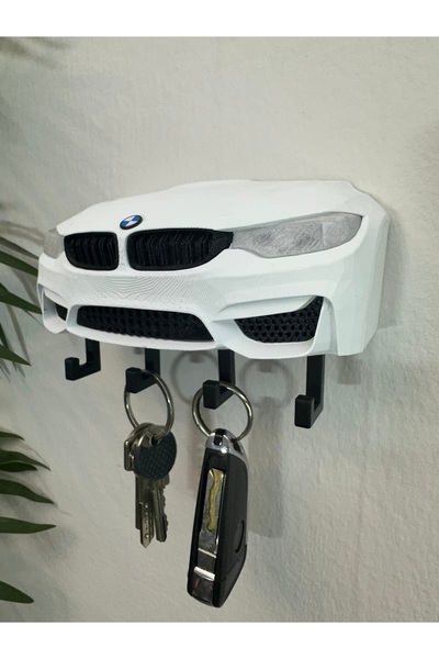 Butik 3D Printing Decorative Bmw M3 F30 White Color Keychain with Front Model Design