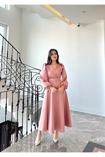 NURGENC Helen Uzun Kol Maxi Boy Kloş Etek Elbise
