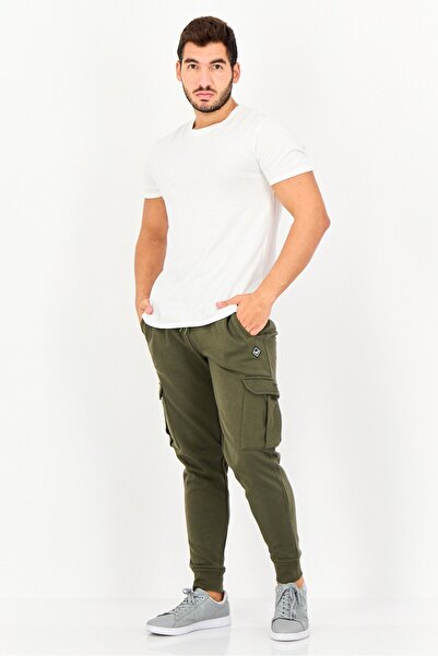 Threadbare Men Regular Fit Brand Logo Cargo Pants, Olive