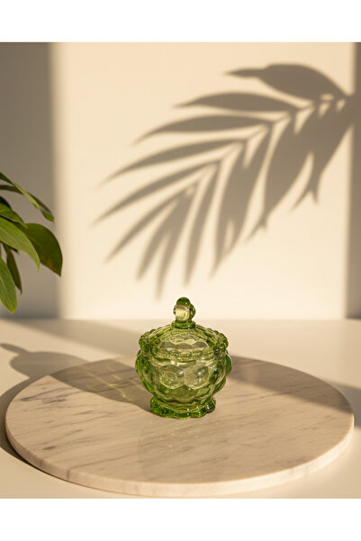 zarifcam Kapaklı Petek Desenli Cam Şekerlik Lokumluk Takılık Çok Amaçlı Dekor...