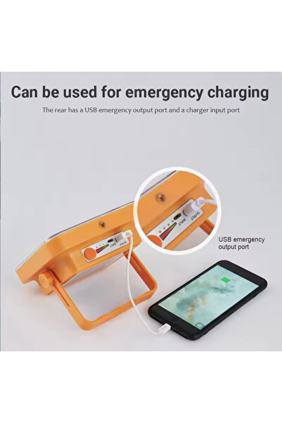 Generic Solar Charging Emergency Flood Light – Multi-Function Portable LED Work Light with Power Bank