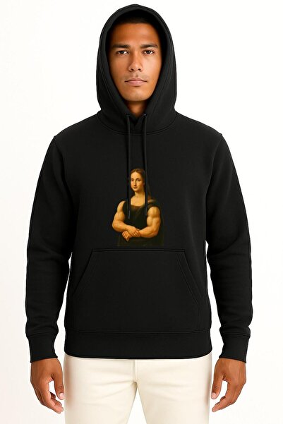 Bahriyeli Collection cu glugă Pictură Mona Lisa Muscle Fitness Chest cu imprimeu Unisex Swea tricou