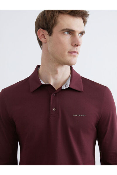 LC Waikiki Plum Polo Neck Printed Men's T-Shirt