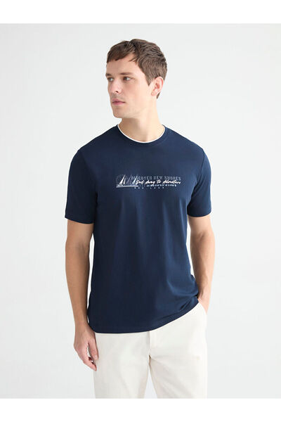 LC Waikiki Zero Roba Collar Printed Combed Cotton Men's T-Shirt from Uzg Stor...