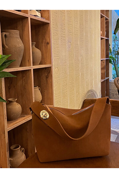 MEC BAG&CO MEC SUEDE OMUZ VE EL ÇANTASI ( TABA )