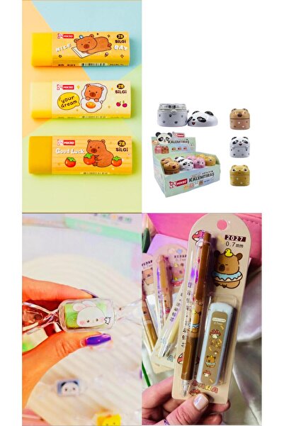 Deniz Oyuncak 1 ADET CAPYBARA SİLGİ+UÇLU KALEM+0.7 UÇ+KOKULU HAMUR SİLGİ+FİGÜ...