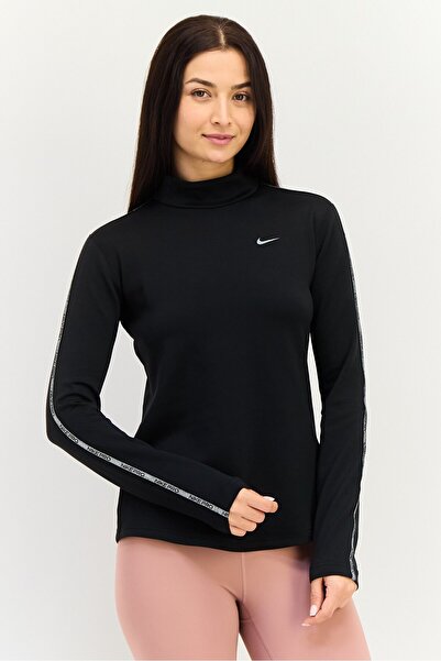 Nike سويت شيرت رياضي نسائي بأكمام طويلة مناسب للخارج، أسود