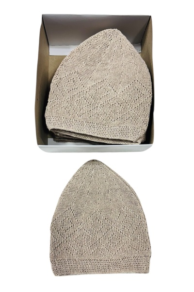 Muensu 10 Adet Sütlü Kahve Namaz Takkesi, Hac Umre Hediyelik Takke, Hacı Malz...