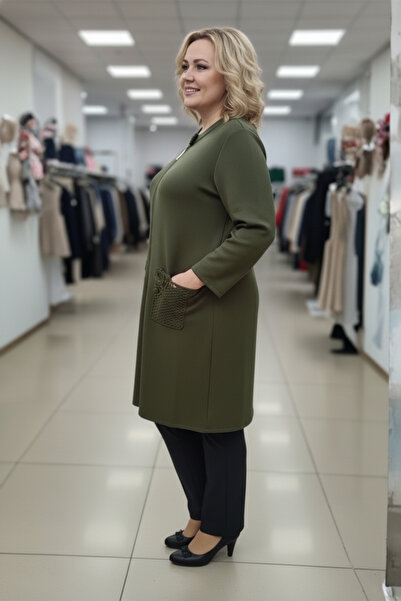 Laden Knitwear Plus Size Handmade Crochet Mother Long Thick Oversized Thick Winter Mother Black Cardigan