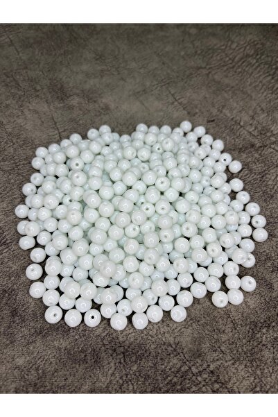 Mos Tespih 10 Gram 15 Adet Beyaz Cam Boncuk 8mm Takı Boncuğu