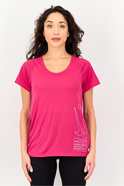 Nike Women Standard Fit Short Sleeve Running Top, Pink