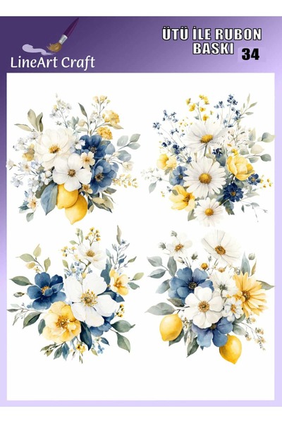 LİNEART Ütü ile Rubon Baskı Transfer No:RB34-30x30cm