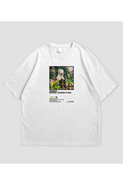 SVART WEAR Frieren Anime cu imprimeu supradimensionat Unisex tricou