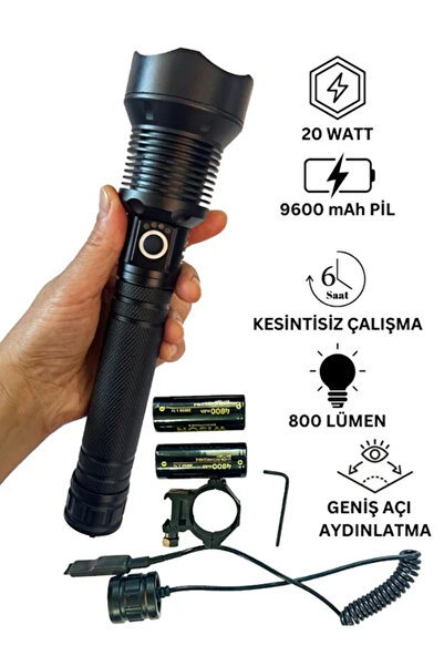 Go İthalat Wison WS-5412 Tüfek Feneri, Geniş Açı Avcı El Feneri 20 Watt (5224)