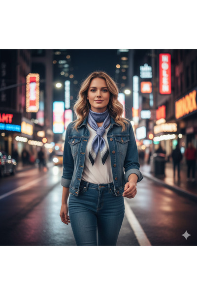 Toka dünyası Etnik Desenli Lüx Bandana Fular 70x70