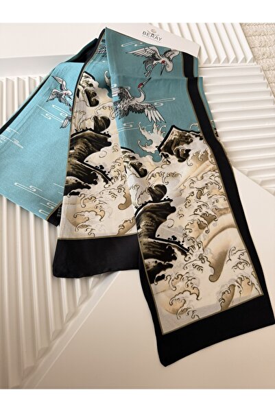 AKSESUARIM Colorful, Stylish, Designed, Rectangular Satin Scarf (the Size Is 15Cmx150Cm)