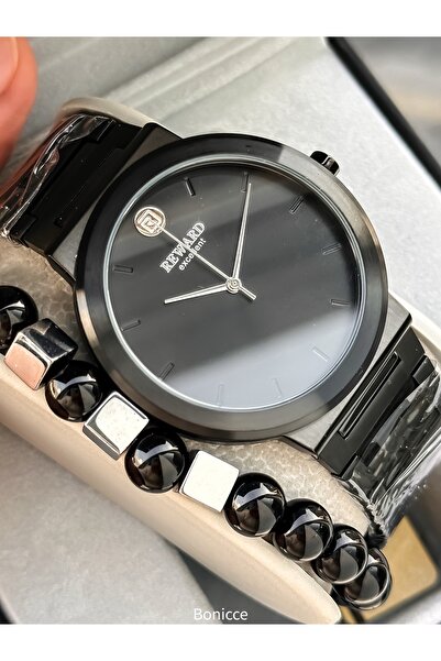 Reward Men's Watch, Black Color Steel Band, Simple Model, in Stylish Box, Bracelet Gift