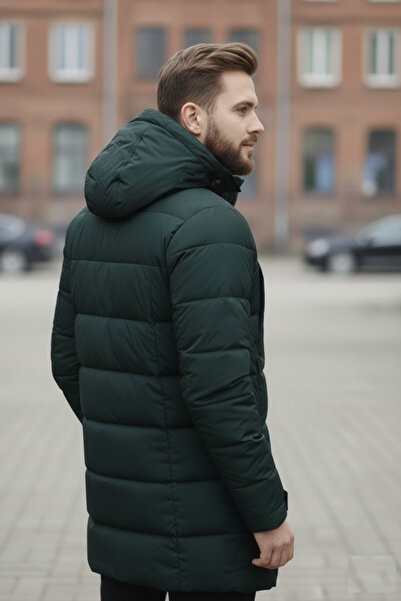 embody Men's Thick Men's Long Winter Jacket with Detachable Hood 2603 Dark Khaki