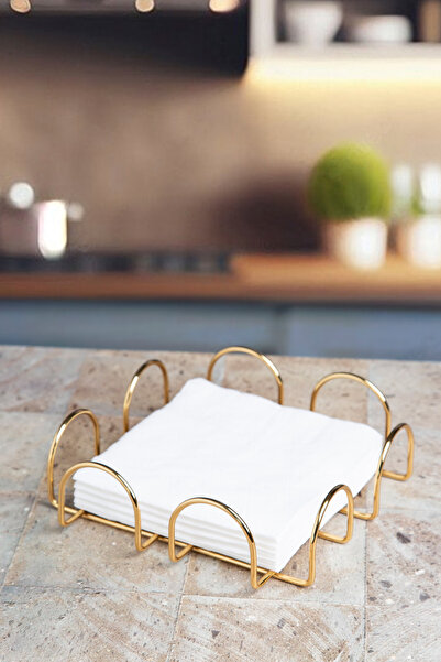 UG Home Gold Dik Napkin Holder Gold Square Nihale Gold Square Napkin Holder 3-Piece Presentation Set