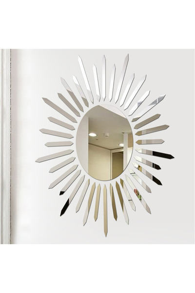 AS TASARIM LAZER GÜNEŞ002 MODEL DUVAR DEKORASYON SÜS GÜMÜŞ RENK 50 x 50 CM