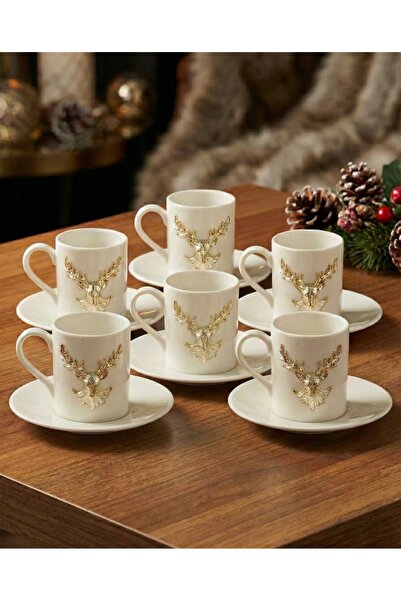 iQey Home GEYİK MODEL 6 KİŞİLİK PORSELEN KAHVE FİNCANI