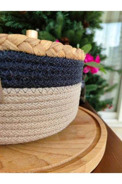 Madame Coco Envol Round Basket - Grey/Beige - 23 X 10 cm - 1 Piece