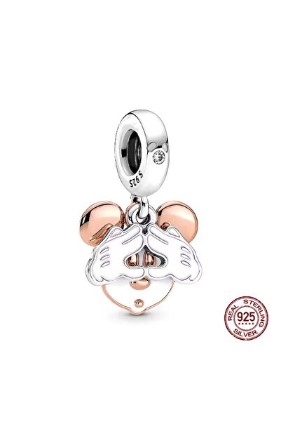 Lovecharm GÜMÜŞ MİCKEY MOUSE ÇİFT EL SALLANTILI CHARM
