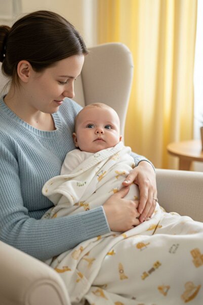 Çimen Butikk Multi-Purpose Baby Blanket & Blanket 90×80 cm Cotton Baby Combed...