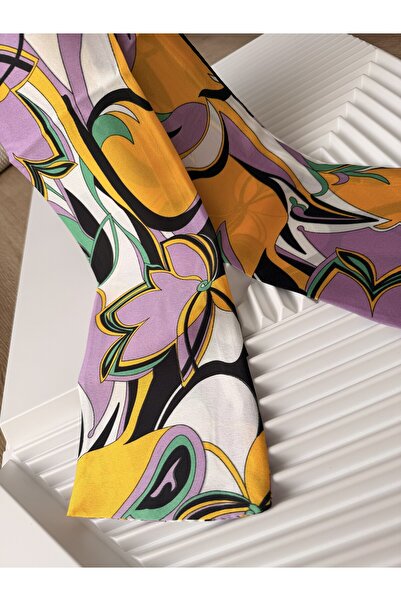 AKSESUARIM Colorful, Stylish, Designed, Rectangular Satin Scarf (the Size Is 15Cmx150Cm)