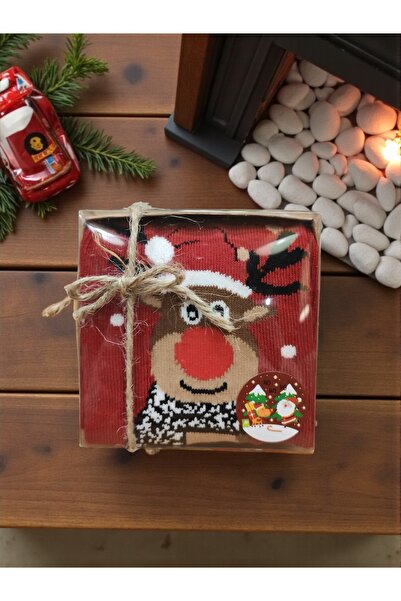 Masalsı Concept Yılbaşı ÇORAP Kraft Kutulu Yılbaşı Hediyesi Yeniyıl Desenli R...