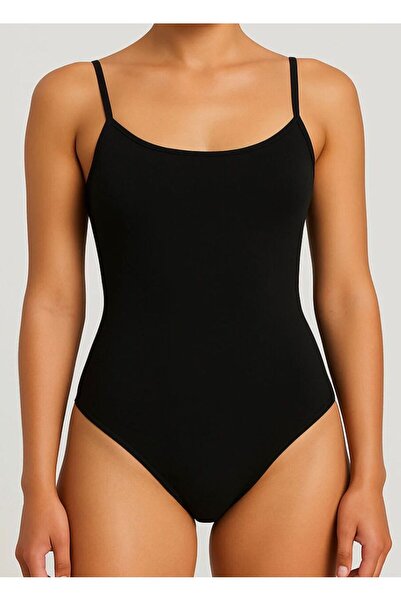 femmefinesse Women's Rope Strap 95% Cotton, 5% Stretch Fabric Snap Fasteners Bodysuit / 1 Piece