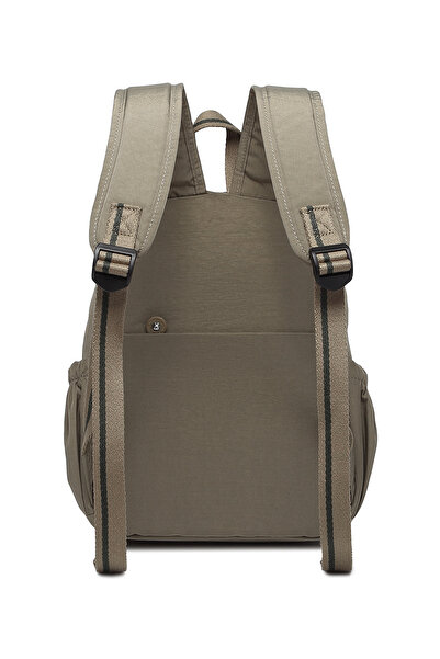 Hüvendo Smart Waterproof Crinkle Fabric Medium Size Women's Daily Backpack with Tablet Compartment Light Brown