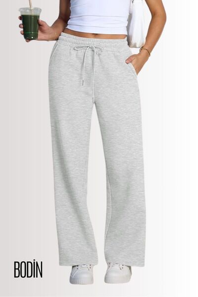 bodin Women's Gray Straight Leg Relaxed Fit Regular Fit Sweatpants