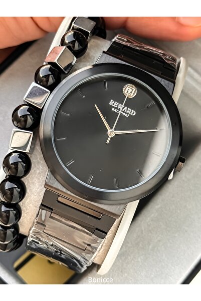 Reward Men's Watch, Black Color Steel Band, Simple Model, in Stylish Box, Bracelet Gift