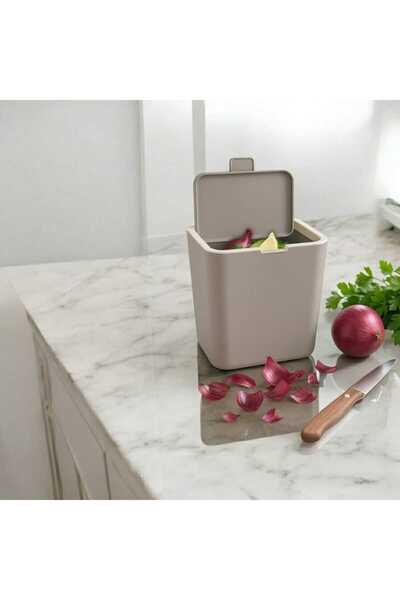 pirimanova MONZA Flip Banyo Mutfak Tezgah Üstü Çöp kovası - Kum Beji