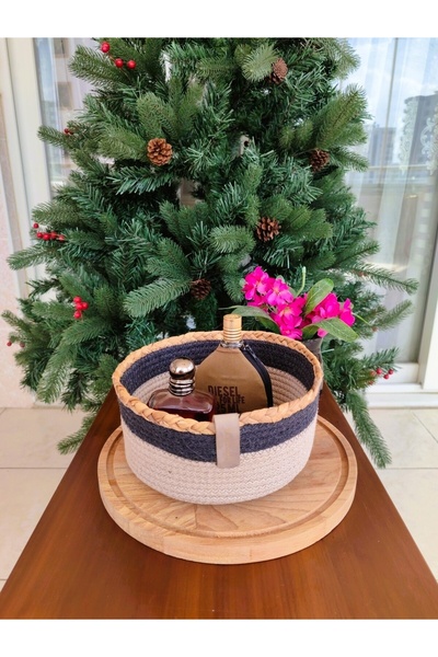 Madame Coco Envol Round Basket - Grey/Beige - 23 X 10 cm - 1 Piece