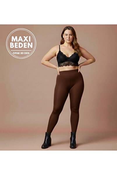 DÜVEN Large Size 80 Den Opaque Matte Thick Chestnut Color Pantyhose - Plus Comfort