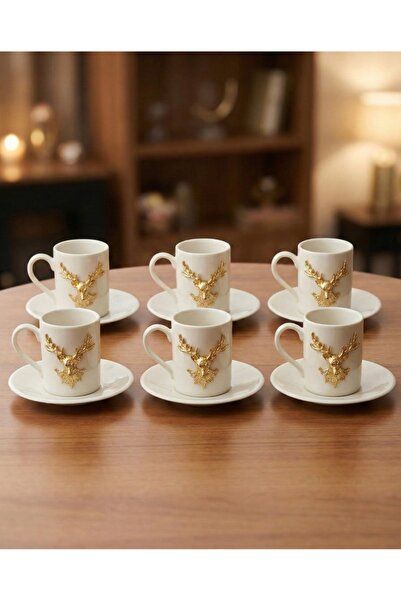 iQey Home GEYİK MODEL 6 KİŞİLİK PORSELEN KAHVE FİNCANI