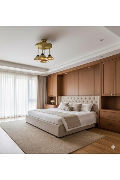 BİAVİZE 3'LÜ GOLD ŞAPKALI MODERN AVİZE