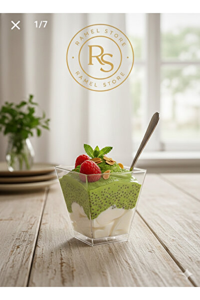 ramel store rs 50 Adet Prizma Mika &Magnolia 200 CC Plastik Sunum Kabı Kübik Kase,puding,meze,tatlı kasesi,tiramisu