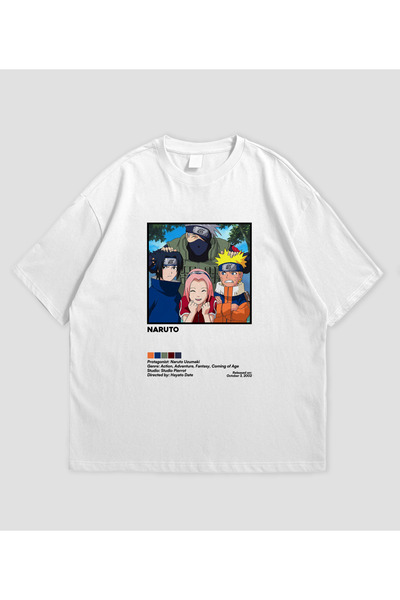 SVART WEAR تي شيرت ناروتو أنيمي مطبوع قصة فضفاضة للجنسين