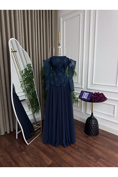 My first response فستان سهره الصدر دنتيل شيفون كلوش