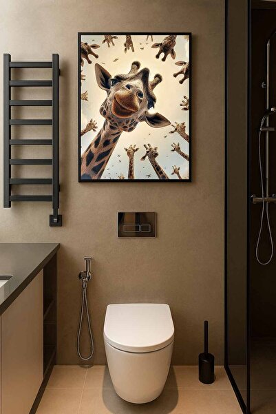 Koi Art Design Siyah Çerçeveli Tek Parça Modern Temalı Yüksek Kalite UV Baskl...