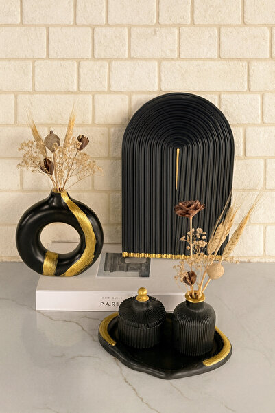 Zigzag Home Decorative 5 Piece Bohemian Special Design Vase Figurine Set Ring Vase Tray Box with Lid Mini Vase Figurine