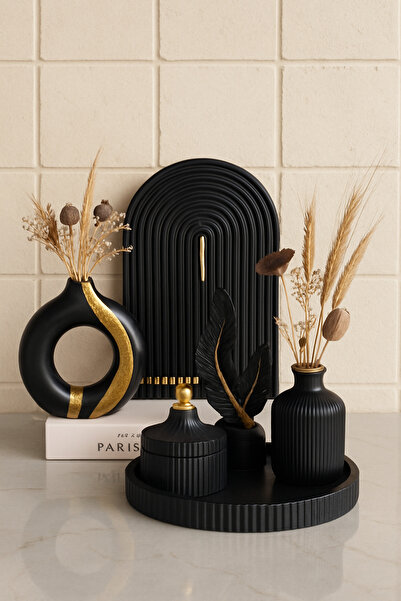 Zigzag Home Decorative 6 Piece Bohemian Special Design Vase Figurine Set Ring Vase Trays Leaf Figurine Box Mini Vase
