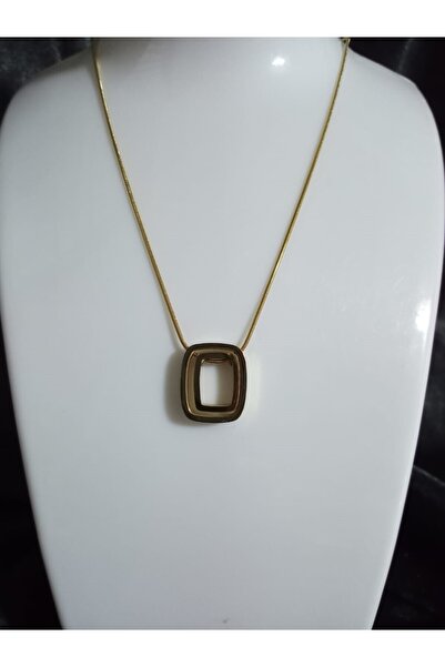 KANERUZ Gold Color Square Model Steel Necklace