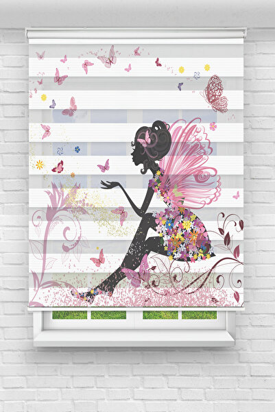 Perdecizade (ENXBOY)SİYAH PERİ KIZ DİJİTAL BASKILI ZEBRA PERDE-COCUK ODASI-ST...