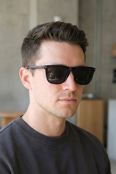 Kapin Aurora Rectangular Unisex Polarized Sunglasses Matte Black Frame Black ...